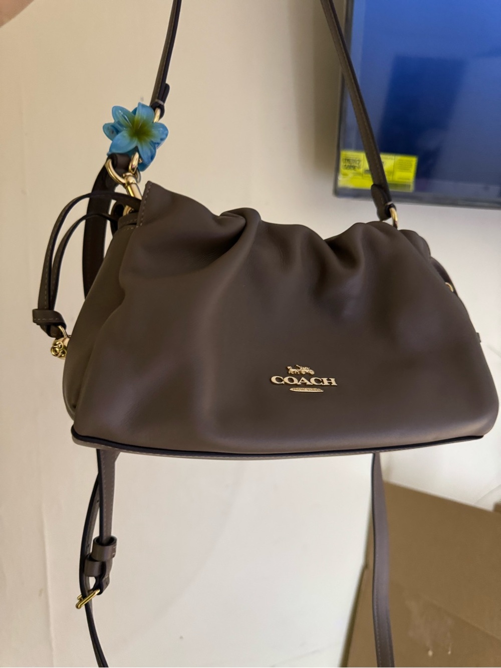 Coach Faye Brown Pebbled Leather Shoulder Bag